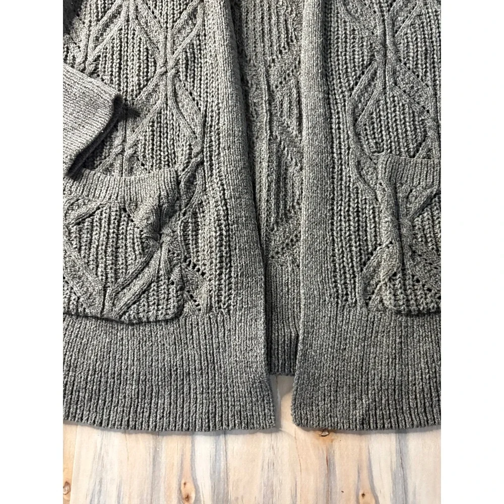 Heart N Crush Womens Taupe Brown Cable Knit Open Front Cardigan Sweater Medium